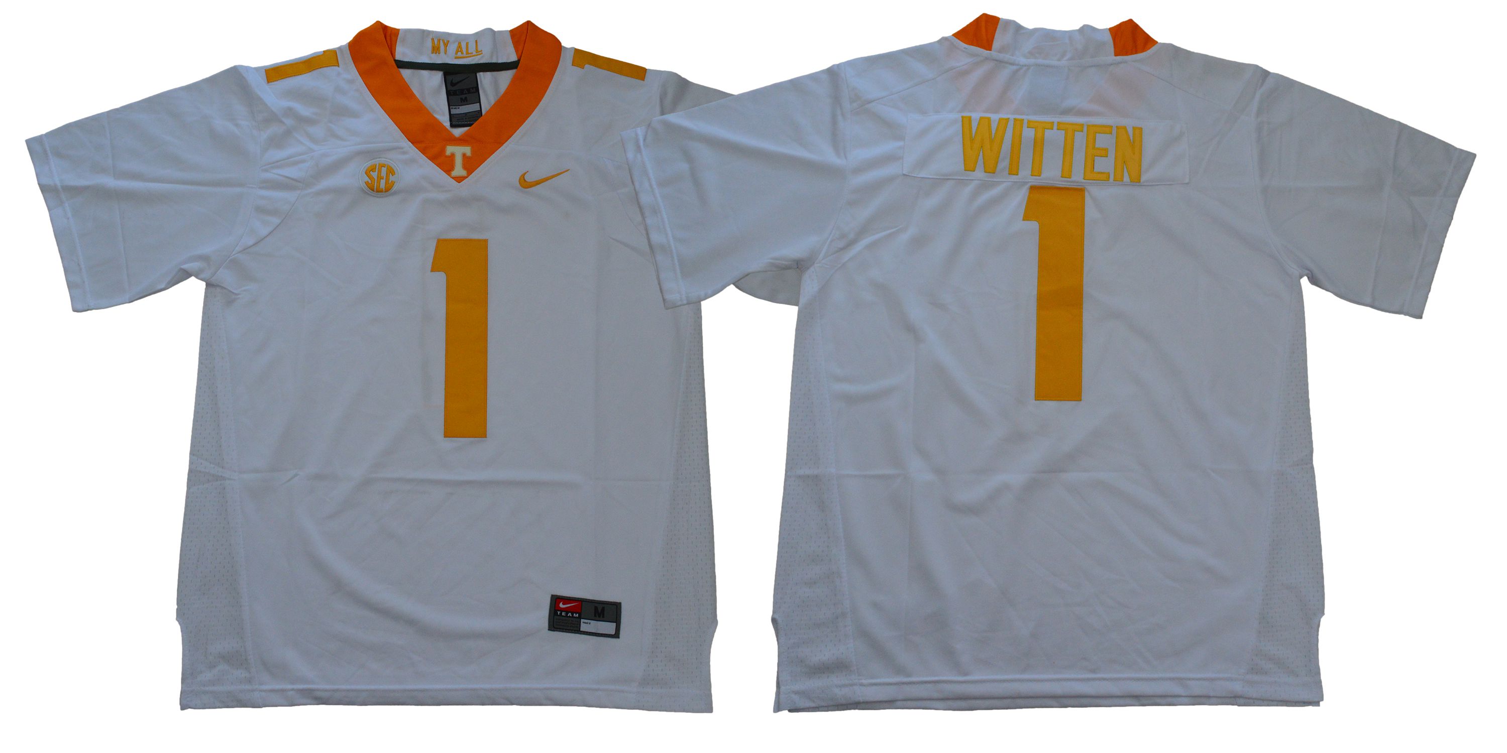 Men Tennessee Volunteers #1 Witten White Nike NCAA Jerseys->ncaa teams->NCAA Jersey